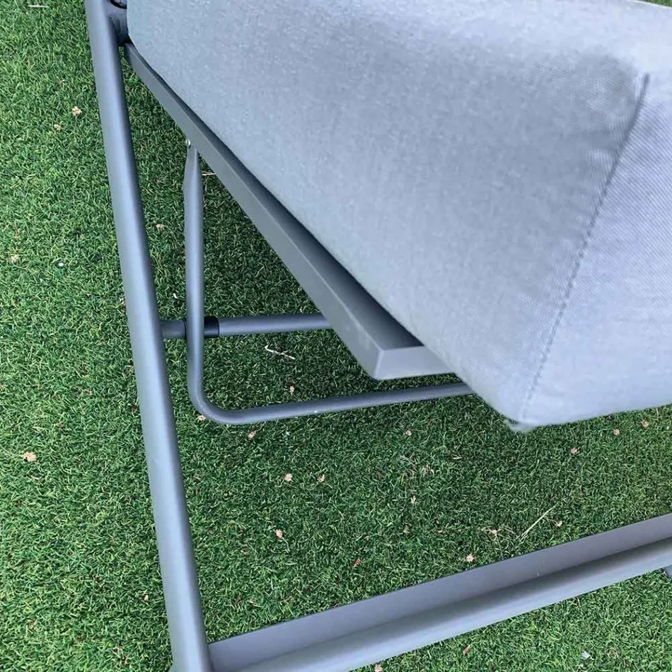 Tuinchaise longue in aluminium met stoffen bekleding - Eufemia Viadurini
