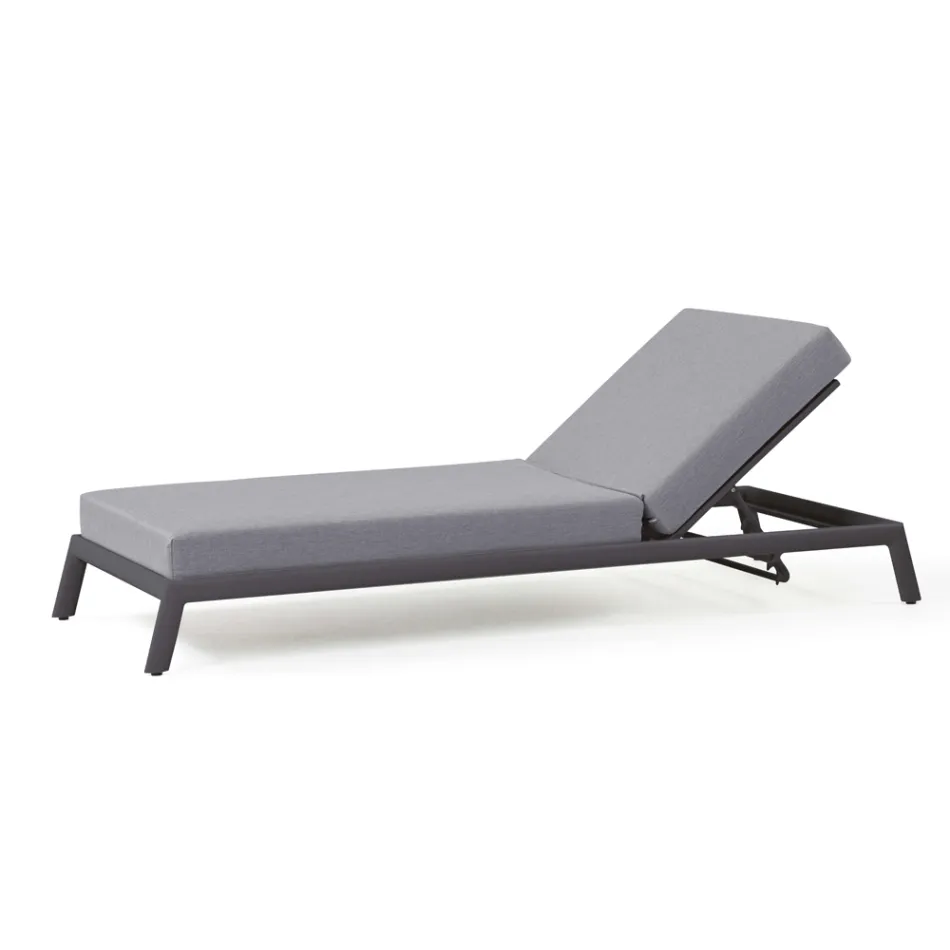 Tuinchaise longue in aluminium met stoffen bekleding - Eufemia Viadurini