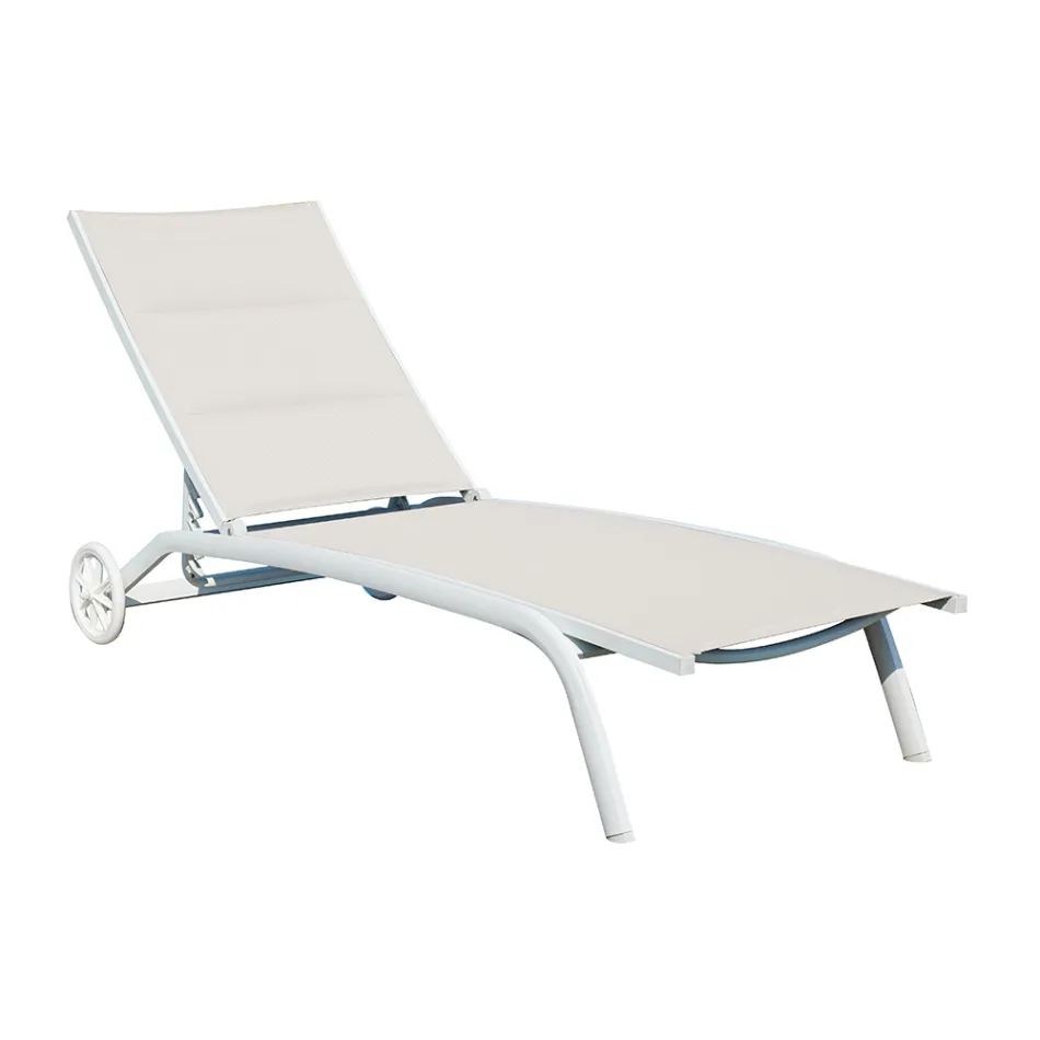 Tuin chaise longue in aluminium met zitting in Textilene - Zohra Viadurini