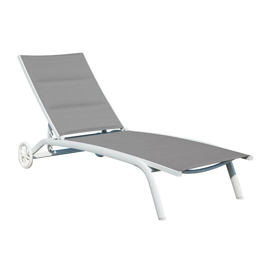 Tuin chaise longue in aluminium met zitting in Textilene - Zohra Viadurini