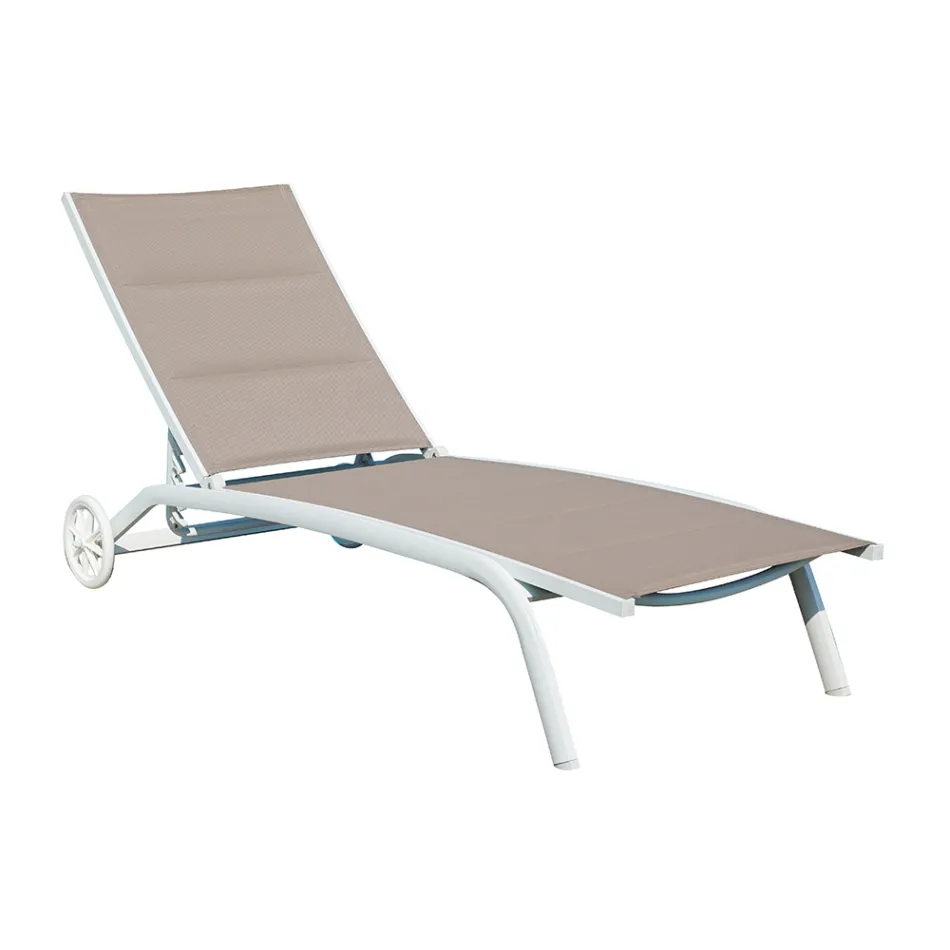 Tuin chaise longue in aluminium met zitting in Textilene - Zohra Viadurini