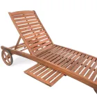 Houten tuinchaise longue met designwielen voor buiten - Roxen Viadurini