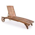 Tuinchaise longue in hout met designwielen voor buiten - Roxen
