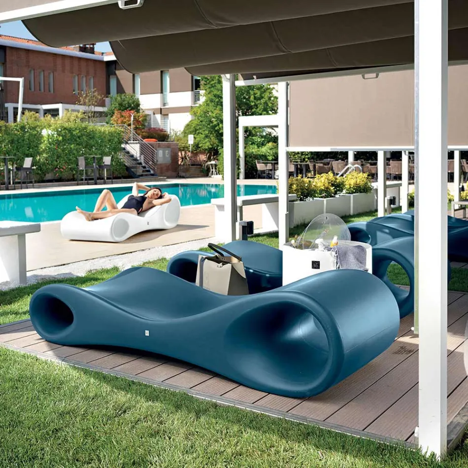 Tuin chaise longue in gekleurd polyethyleen Made in Italy - Flores Viadurini