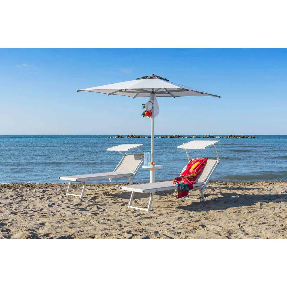 Moderne tuinchaise longue met parasol en verstelbare rugleuning - Arnold Viadurini