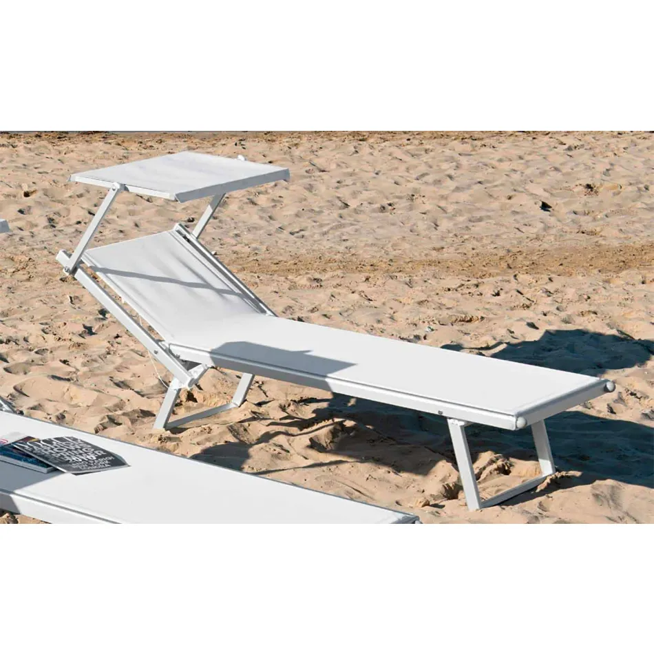 Moderne tuinchaise longue met parasol en verstelbare rugleuning - Arnold Viadurini