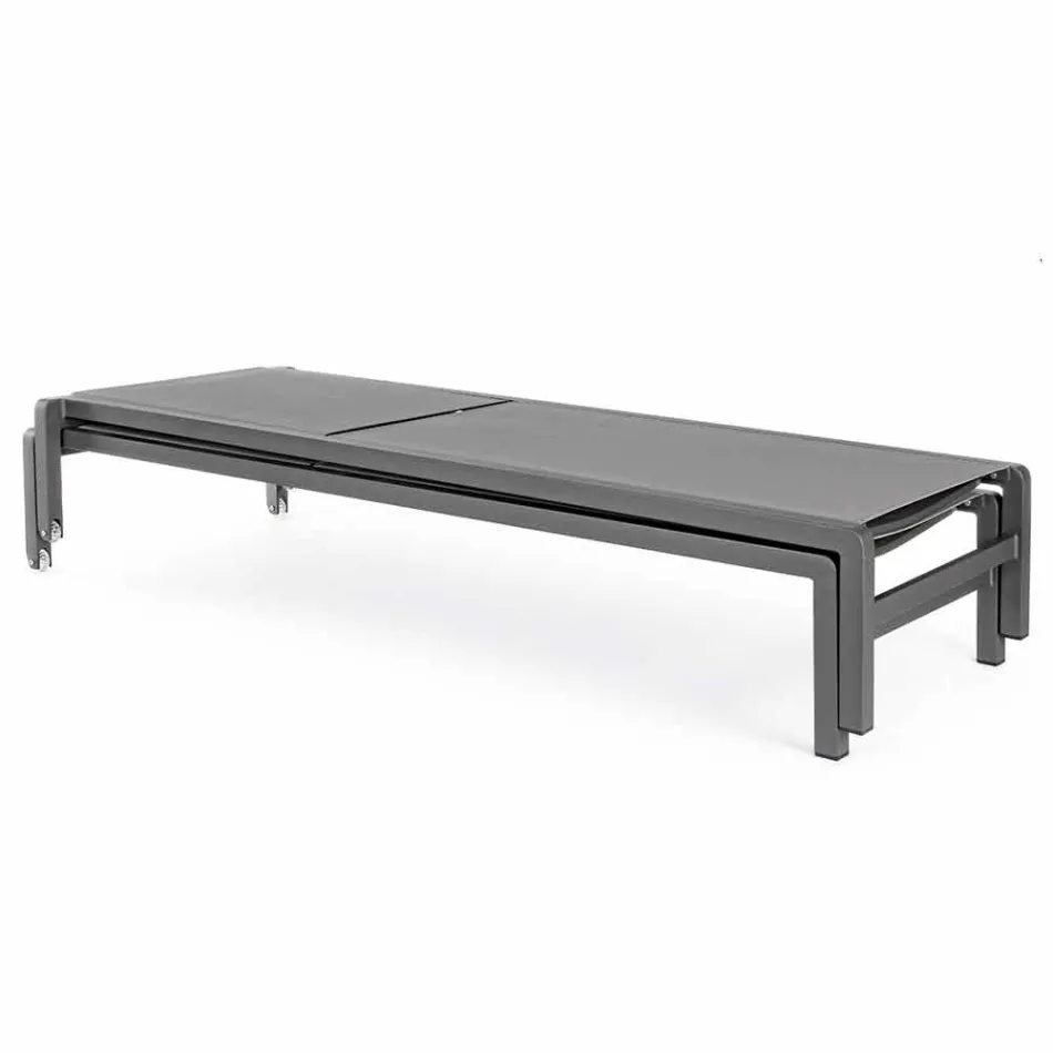 Homemotion Aluminium liggende chaise longue voor de tuin, 4-delig - Lester Viadurini