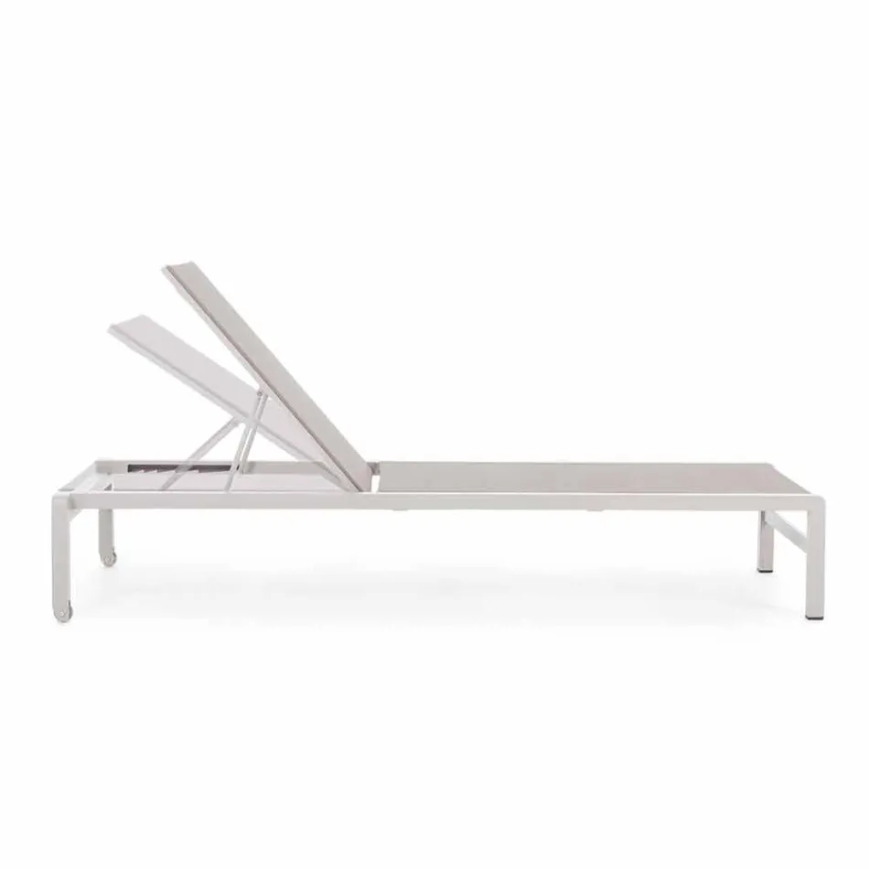 Homemotion Aluminium liggende chaise longue voor de tuin, 4-delig - Lester Viadurini