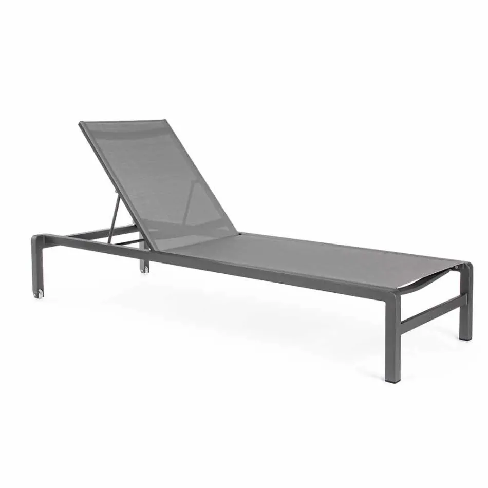Homemotion Aluminium liggende chaise longue voor de tuin, 4-delig - Lester Viadurini
