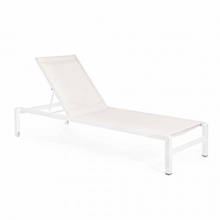Homemotion Aluminium liggende chaise longue voor de tuin, 4-delig - Lester Viadurini