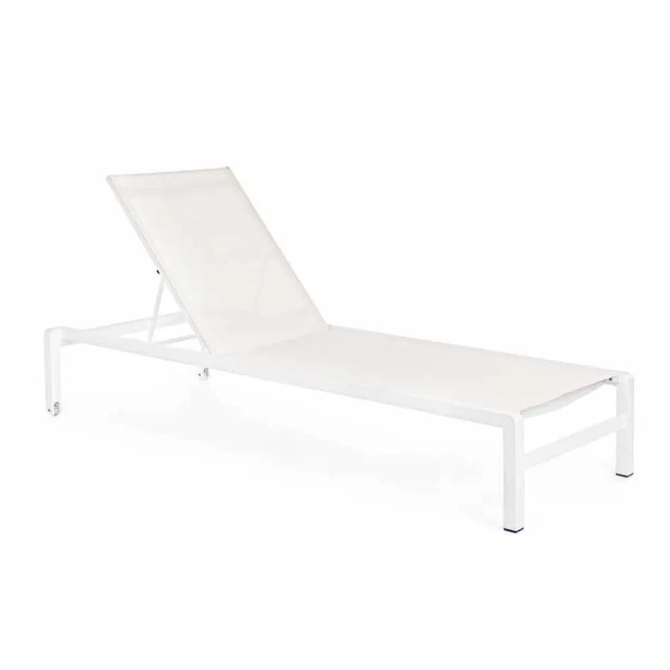 Homemotion Aluminium liggende chaise longue voor de tuin, 4-delig - Lester Viadurini