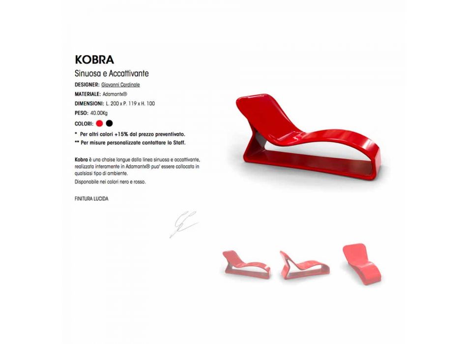 Modern design Chaise Longue Kobra Gemaakt in Italië Viadurini
