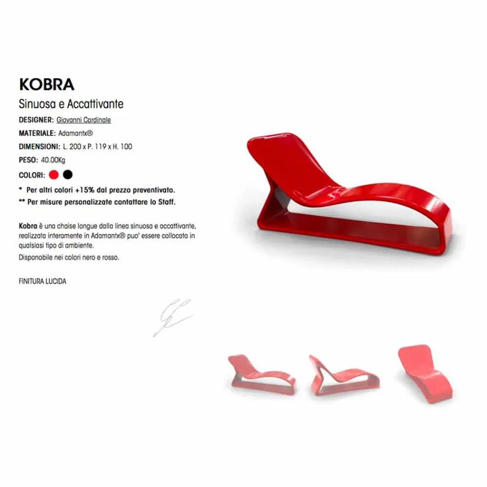 Modern design Chaise Longue Kobra Gemaakt in Italië Viadurini