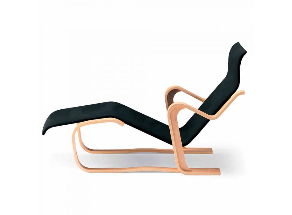 Chaise longue in berkenhout met katoenen zitting Made in Italy - Fortaleza Viadurini