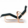 Houten chaise longue met katoenen zitting Made in Italy - Formentera
