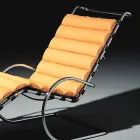 Leren chaise longue met verchroomde stalen structuur Made in Italy - Beiroet Viadurini