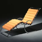Leren chaise longue met verchroomde stalen structuur Made in Italy - Beiroet Viadurini