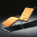 Leren chaise longue met verchroomde stalen structuur Made in Italy - Beiroet