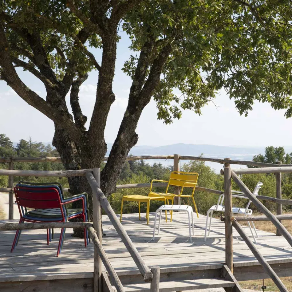 Chaise longue voor buiten met metalen voetsteun Made in Italy - Amina Viadurini