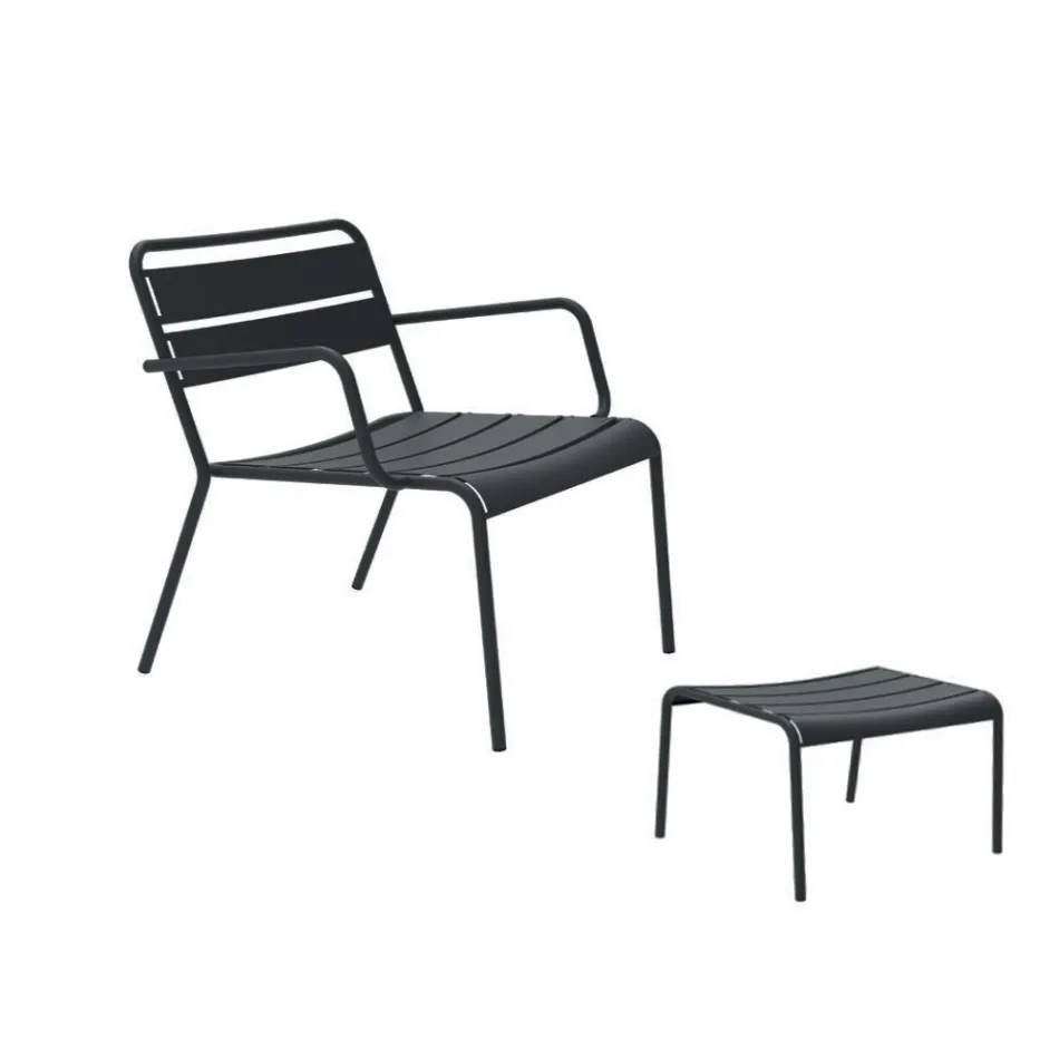 Chaise longue voor buiten met metalen voetsteun Made in Italy - Amina Viadurini