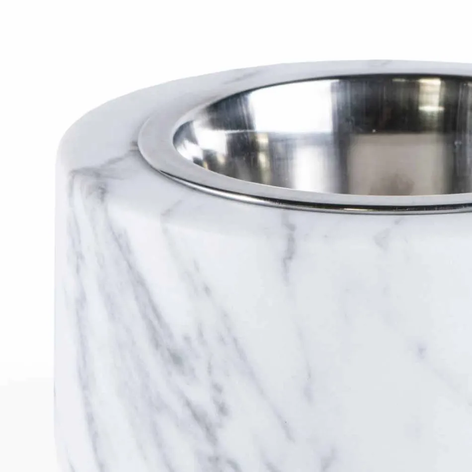 Honden- en kattenkom in wit Carrara-marmer gemaakt in Italië - Ciotta Viadurini