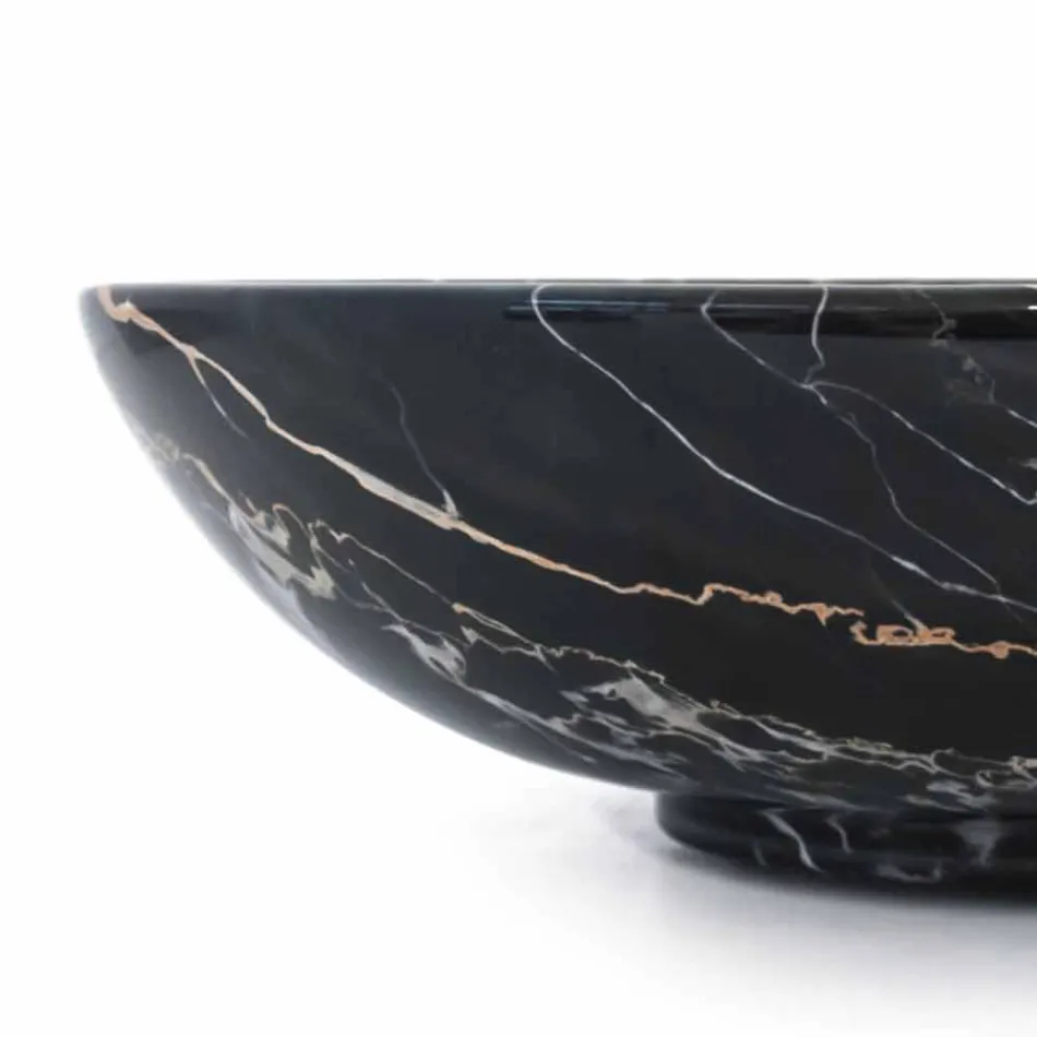 Grote ronde kom in Portoro of Paonazzo marmer gemaakt in Italië - Glazer Viadurini