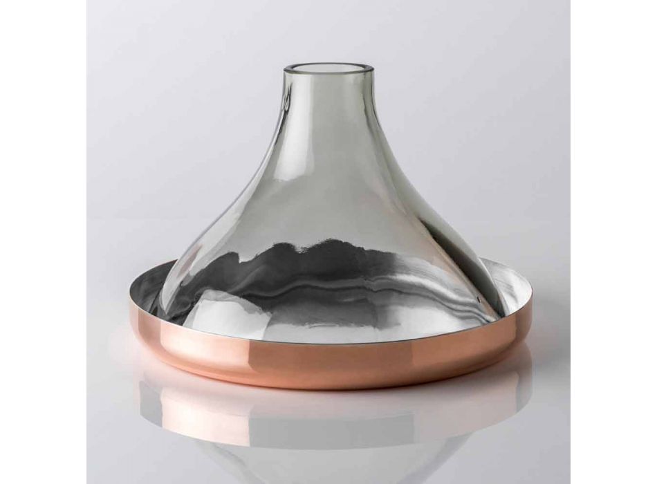 Glazen stolp met koperen pan 2 stuks modern luxe design - Doriana Viadurini