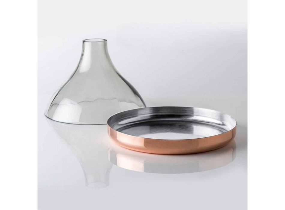 Glazen stolp met koperen pan 2 stuks modern luxe design - Doriana Viadurini