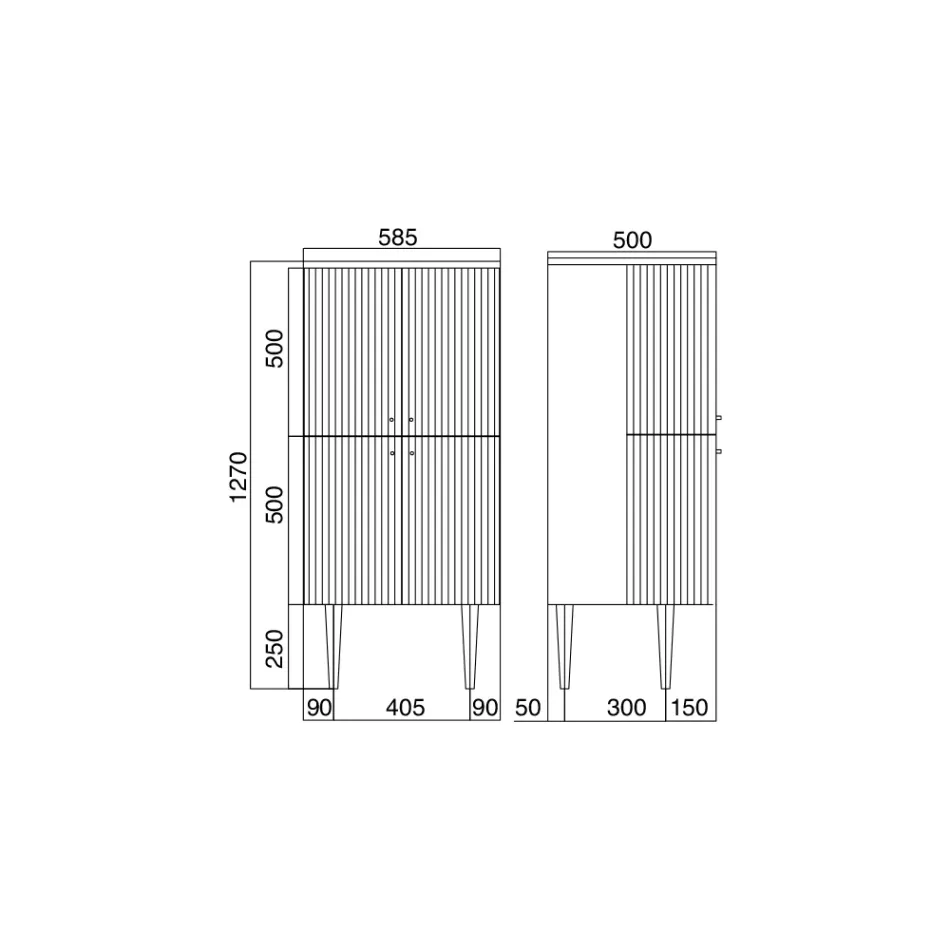 Kolom met vier deuren met Cannetté-verwerking Made in Italy - Candy Viadurini