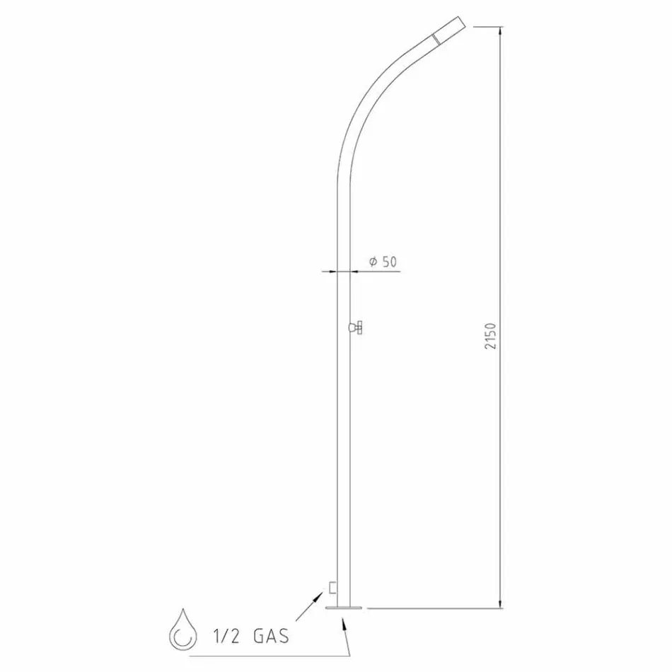 Buitendouchekolom in staal met ingebouwde douchekop Made in Italy - Yuki Viadurini