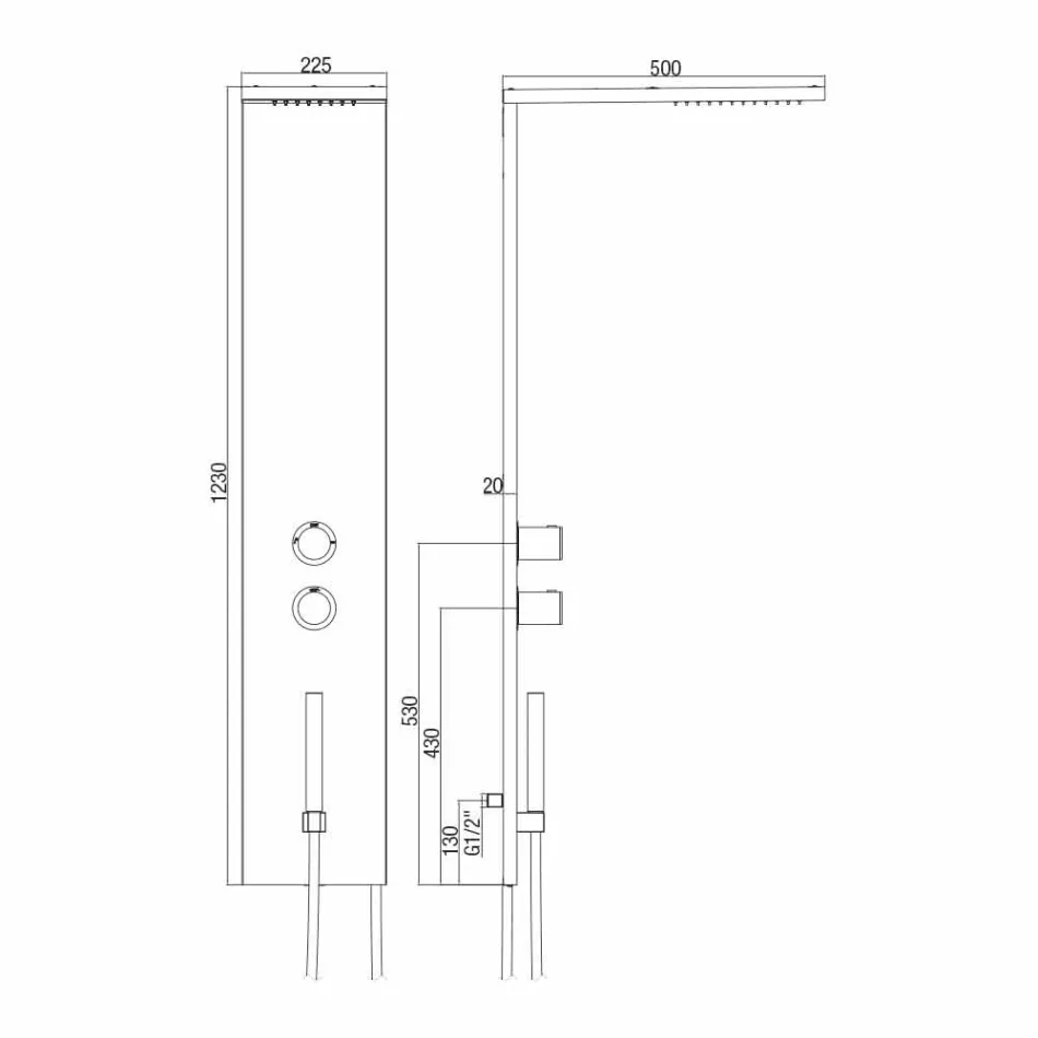Thermostatische muurdouchekolom in verchroomd roestvrij staal Made in Italy - Pampo Viadurini