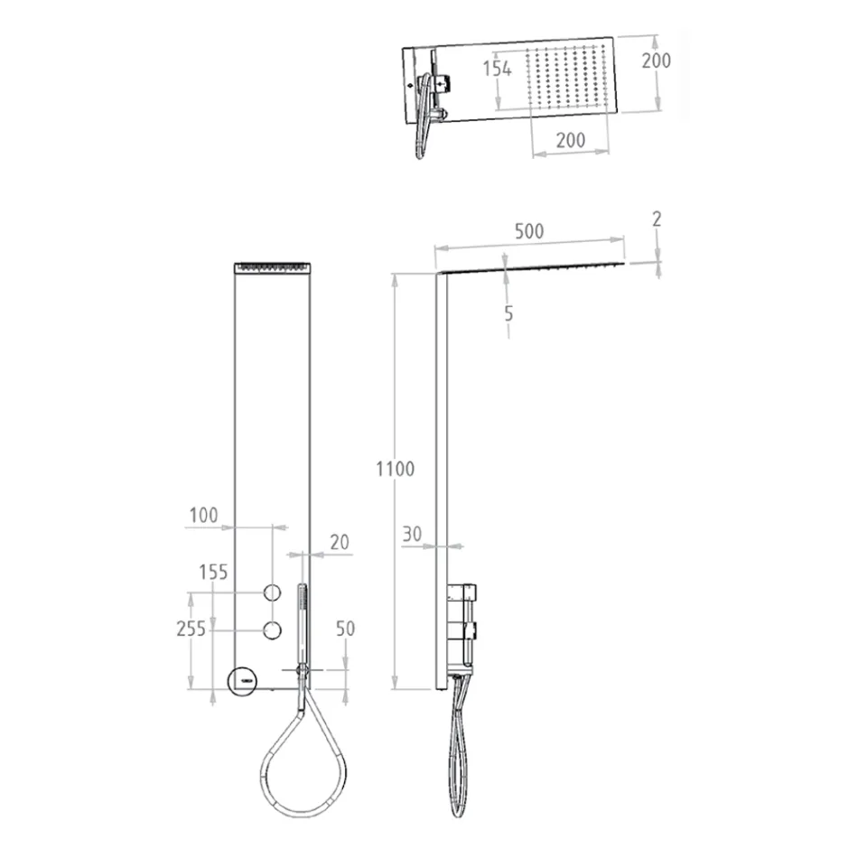 Stalen douchekolom met regendouchekop gemaakt in Italië - Sailor Viadurini