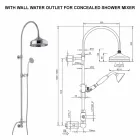 Messing douchekolom met douchekop en abs handdouche Made in Italy - Rimo Viadurini