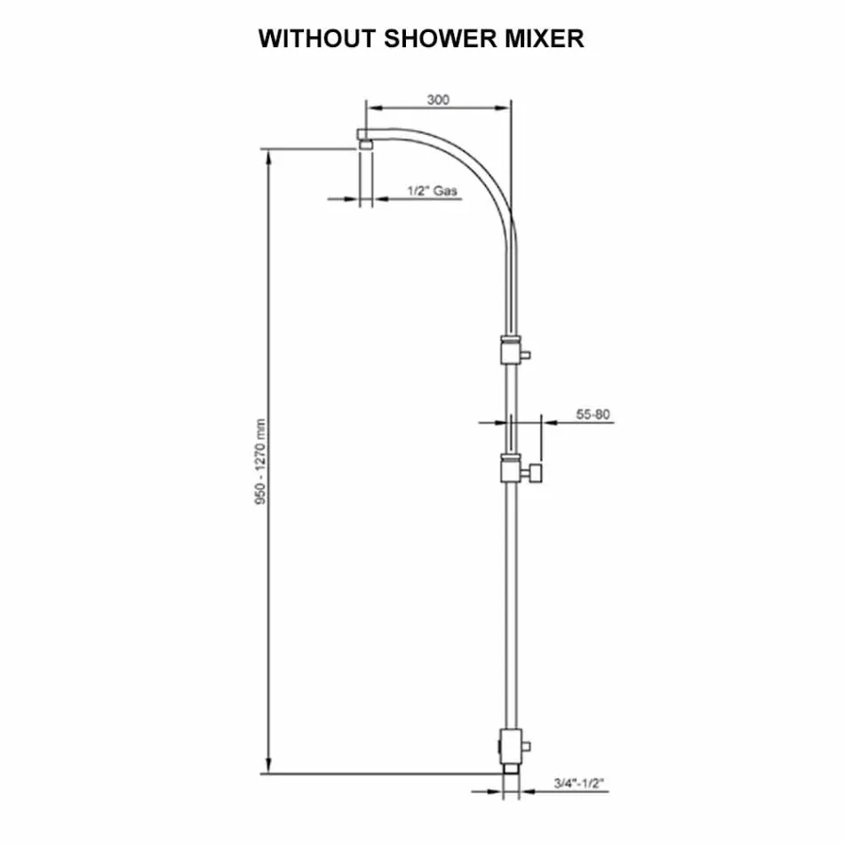 Messing douchekolom met ronde stalen douchekop Made in Italy - Kennedy Viadurini
