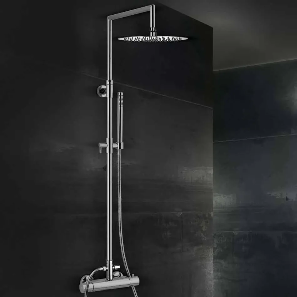 Messing douchekolom met ronde ultradunne douchekop Made in Italy - Merio Viadurini