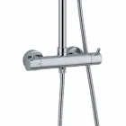 Douchekolom in verchroomd messing met flexibele slang en handdouche gemaakt in Italië - Griso Viadurini