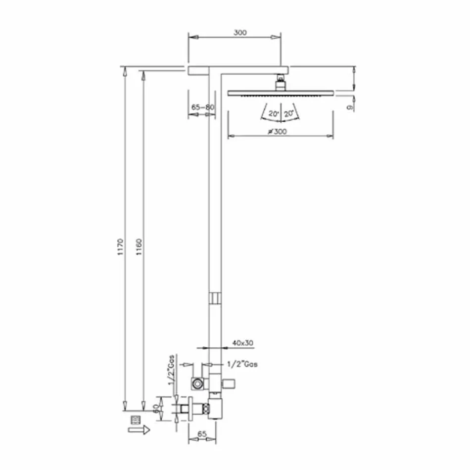 Douchekolom in verchroomd messing met stalen douchekop Made in Italy - Marlo Viadurini