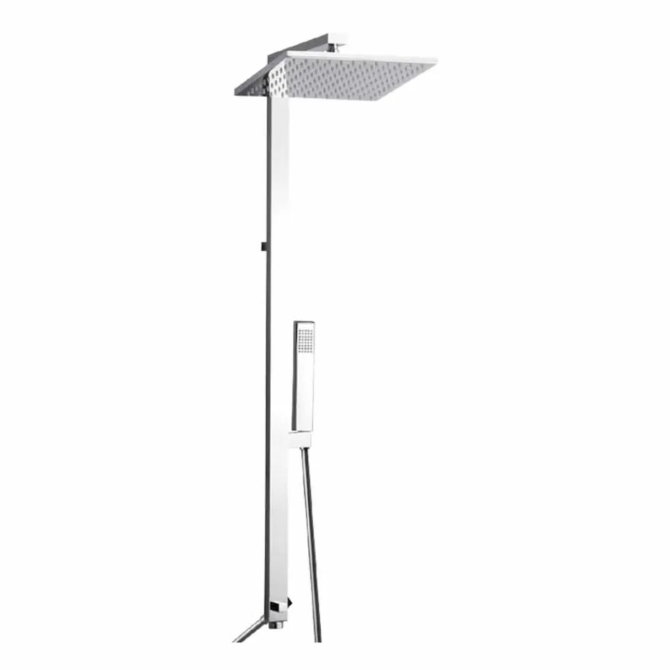 Douchekolom in verchroomd messing met stalen douchekop Made in Italy - Marlo Viadurini