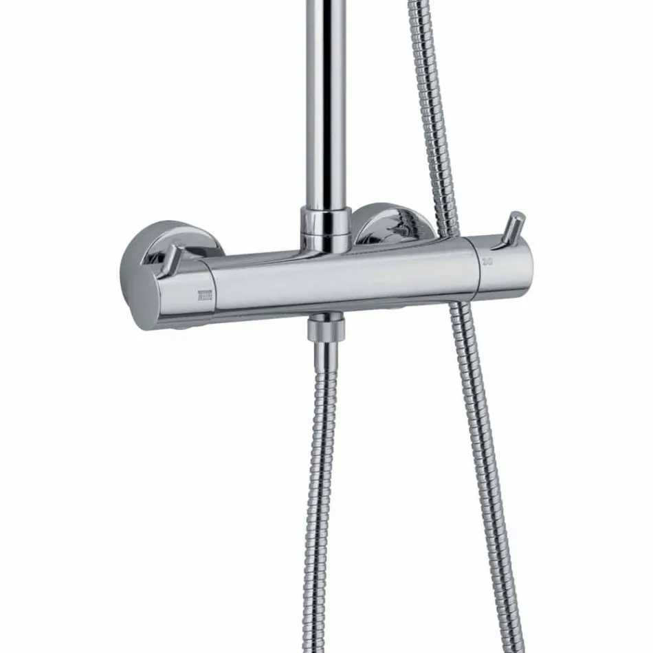 Douchekolom in verchroomd messing met vierkante douchekop Made in Italy - Griso Viadurini