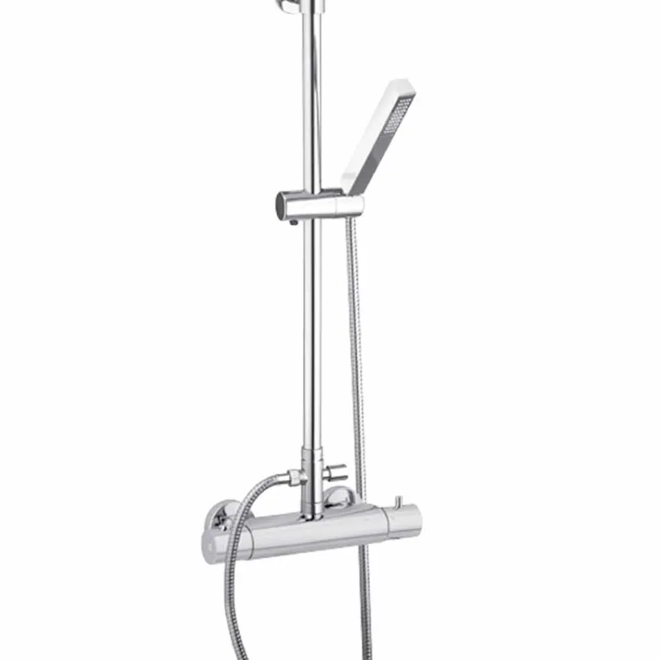 Douchekolom in verchroomd messing met vierkante douchekop Made in Italy - Studio Viadurini