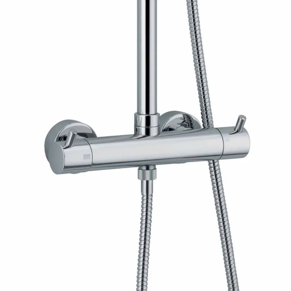 Douchekolom in verchroomd messing met ronde douchekop Made in Italy - Griso Viadurini