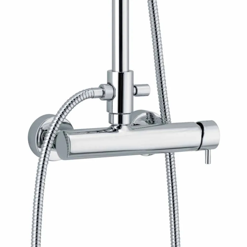 Douchekolom in vierkant design van verchroomd messing Made in Italy - Padula Viadurini