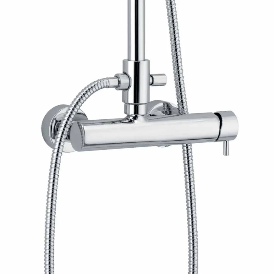 Douchekolom in vierkant design van verchroomd messing Made in Italy - Padula Viadurini