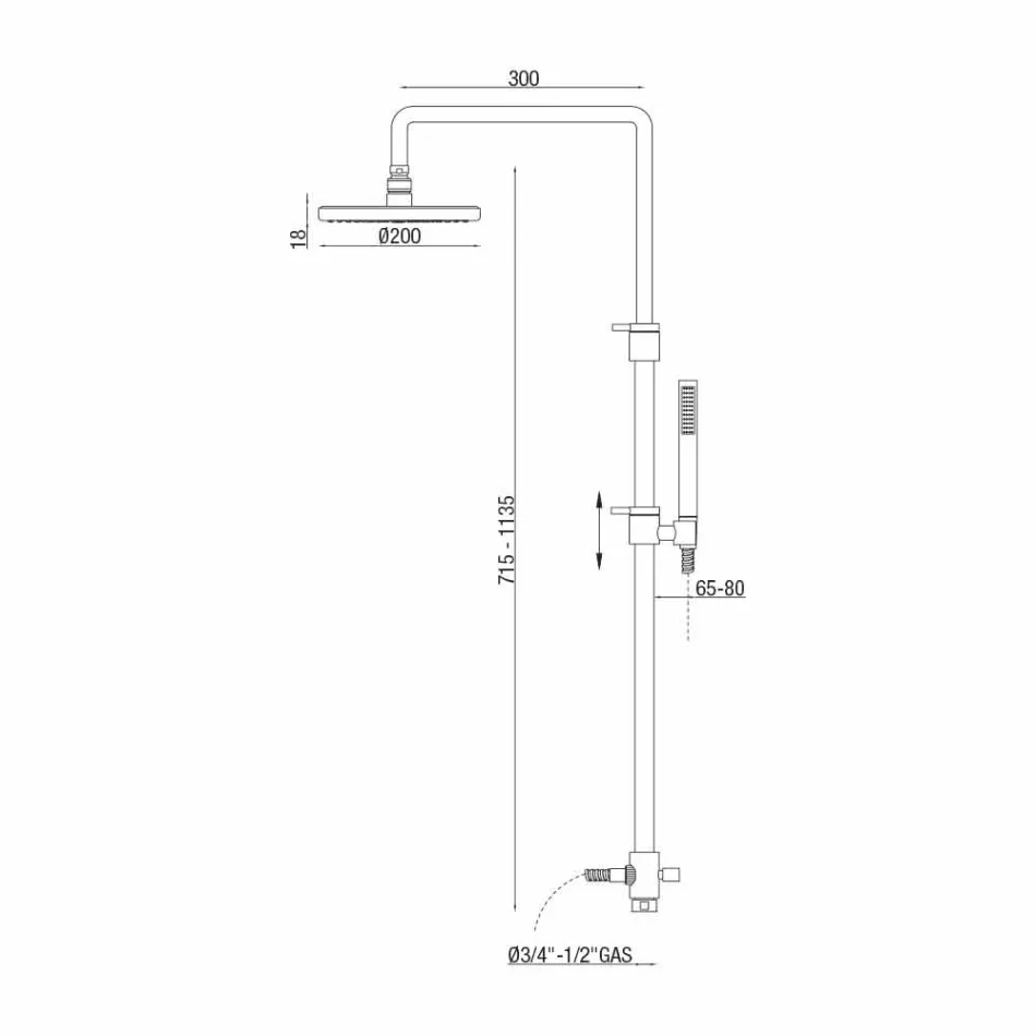 Telescopische en verstelbare douchekolom van verchroomd messing Made in Italy - Naspo Viadurini