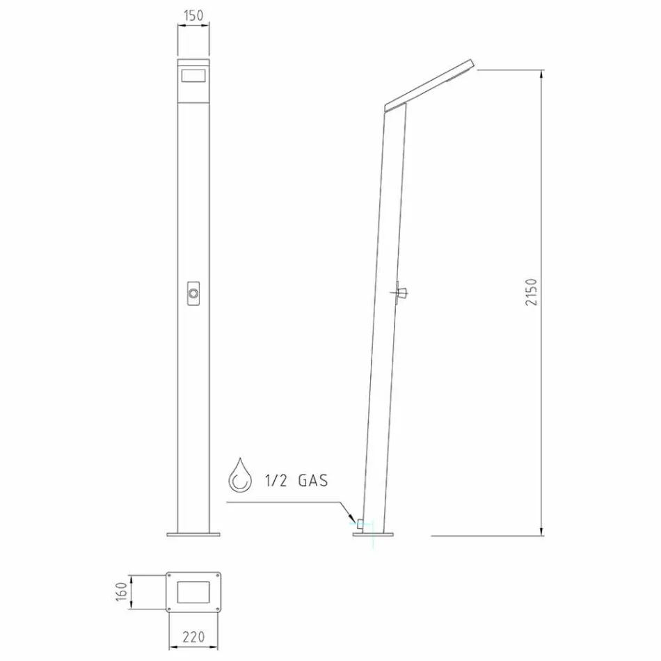 Zonne-douchekolom voor buiten in roestvrij staal Made in Italy - Werner Viadurini