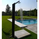 Solar Garden Shower Column in zwart roestvrij staal Made in Italy - Werner Viadurini