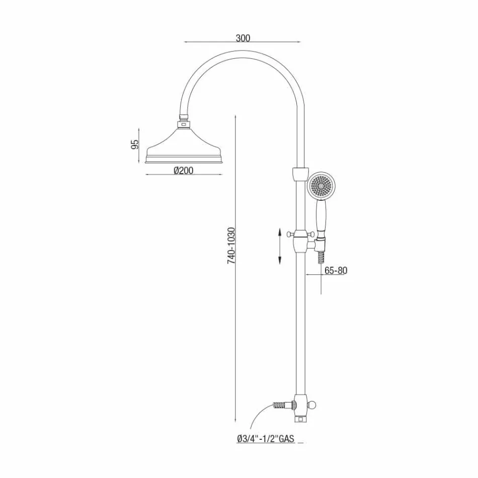 Telescopische douchekolom in messing Klassiek design Made in Italy - Nesto Viadurini