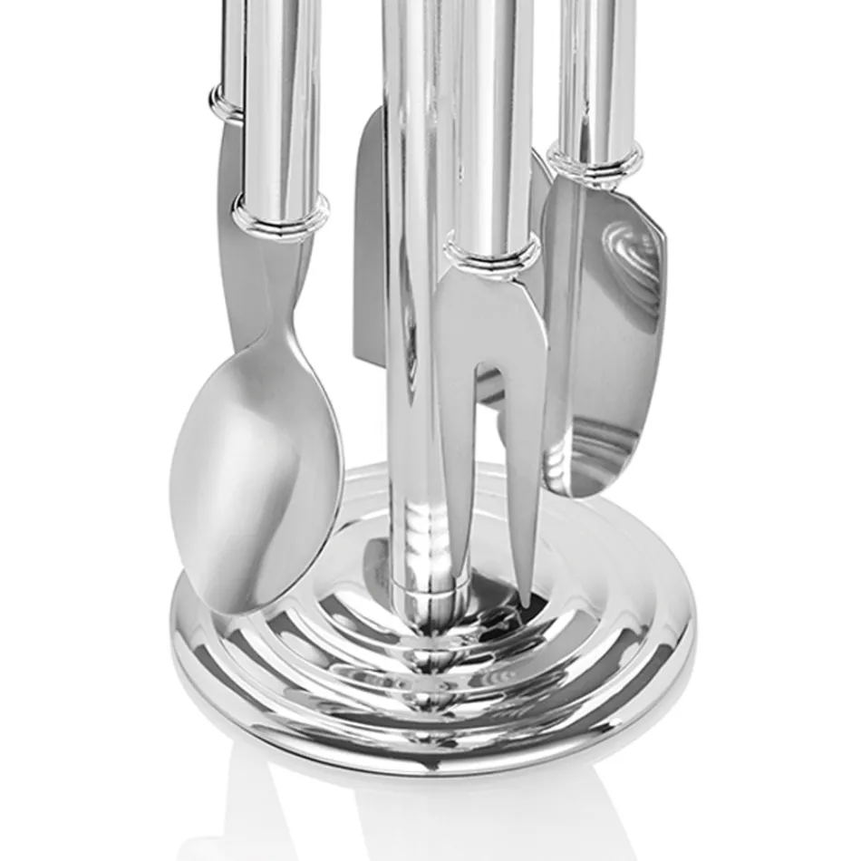 Kaasmessen in Zilver Metaal met Kristallen 5 Stuks - Marfio Viadurini