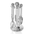 Kaasmessen in Zilver Metaal met Kristallen 5 Stuks - Marfio Viadurini