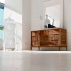 Dresser 3 laden modern design in massief notenhout, Nino Viadurini